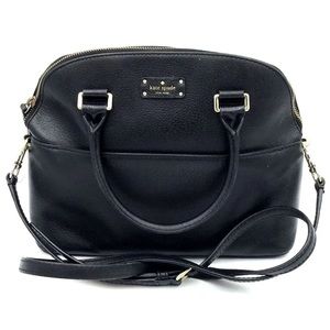 Kate Spade Black Leather Dome Satchel with Gold-Tone Logo & Hardware (+COA)